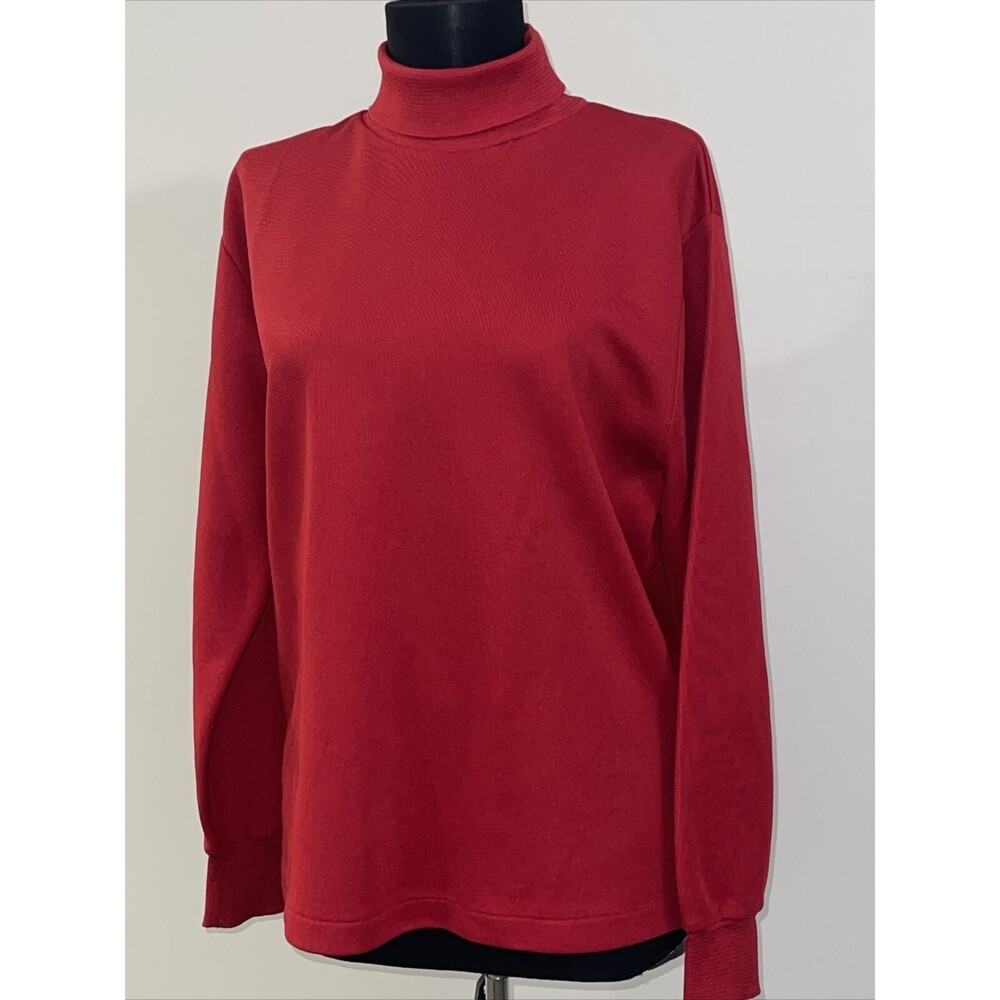 vtg ARNOLD PALMER ROBERT BRUCE Double Knit Red Long Sleeve Turtleneck Medium
